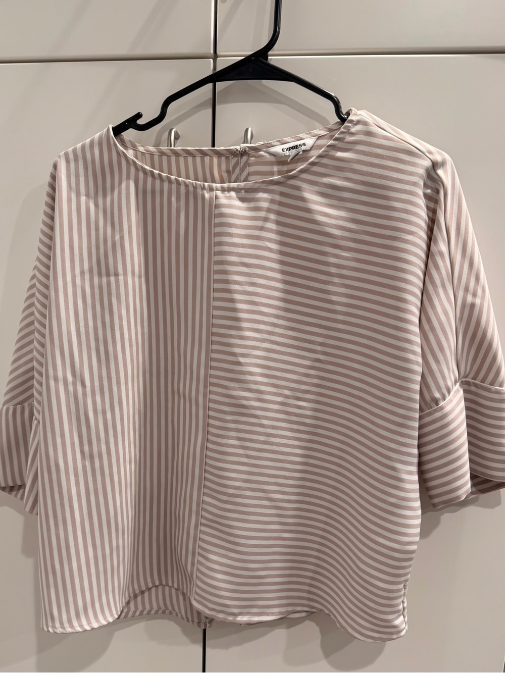 Express Soft Pink & White Striped Blouse